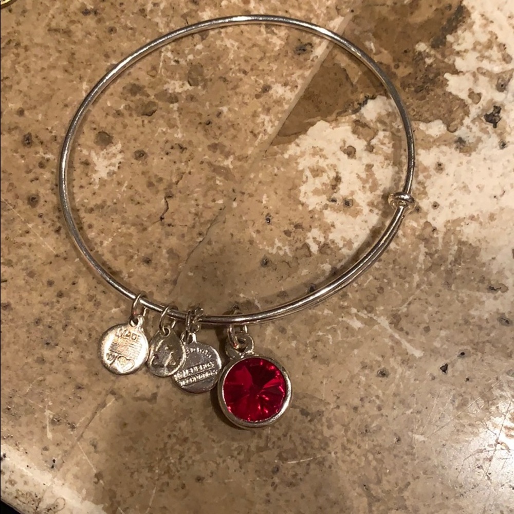 Alex and Ani silver ruby birthstone bracelet